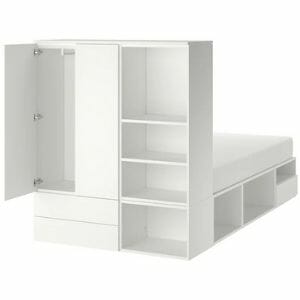 Schlafzimmer einrichten - Bett & Schrank Komplettlösung Raumteiler IKEA Platsa